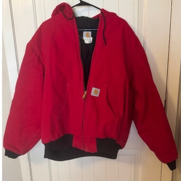 Carhartt RARE J04 Red Vintage Quilted Flannel Lined Firm Duck Active Jacket XXL - Picture 3 of 11